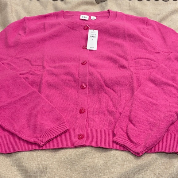 GAP Phoebe Pink Cashsoft Crew Neck Cardigan/NWT/M - Picture 5 of 12
